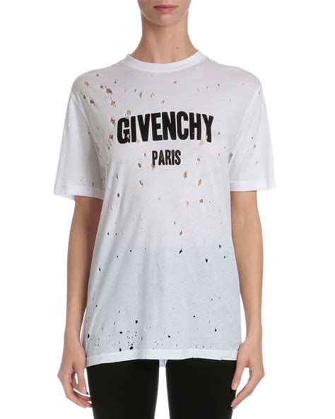 givenchy white t shirt distressed|Givenchy graphic crewneck t shirt.